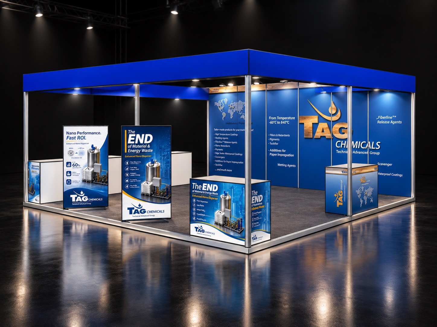 TAG Chemicals booth rendering, front view
